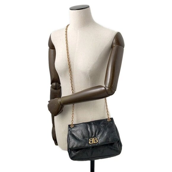 BALENCIAGA Monaco ChainShoulder Leather Black - Picture 5 of 15